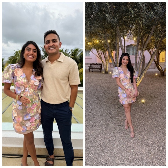 Elliatt Anthea Floral Embroidered Dress Mini Embellished 3D Applique Small - Picture 1 of 12